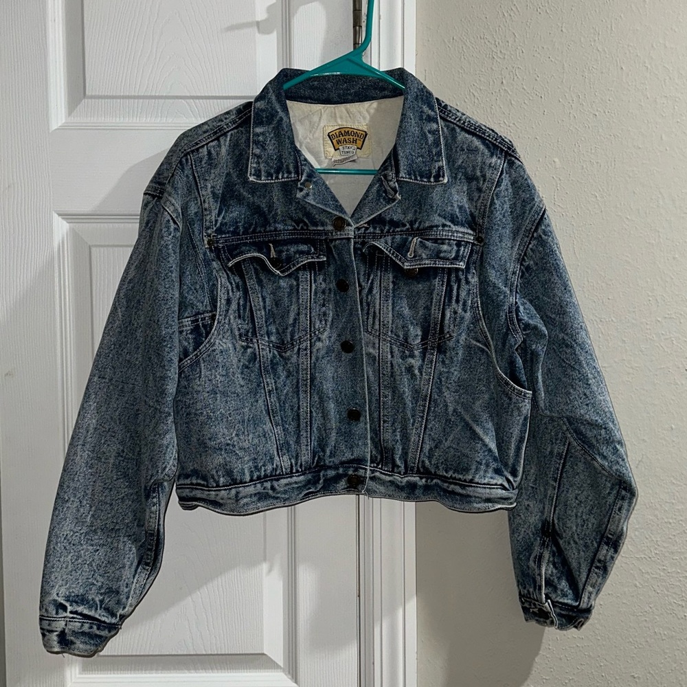 Vintage 80s Diamond Wash Denim Jacket